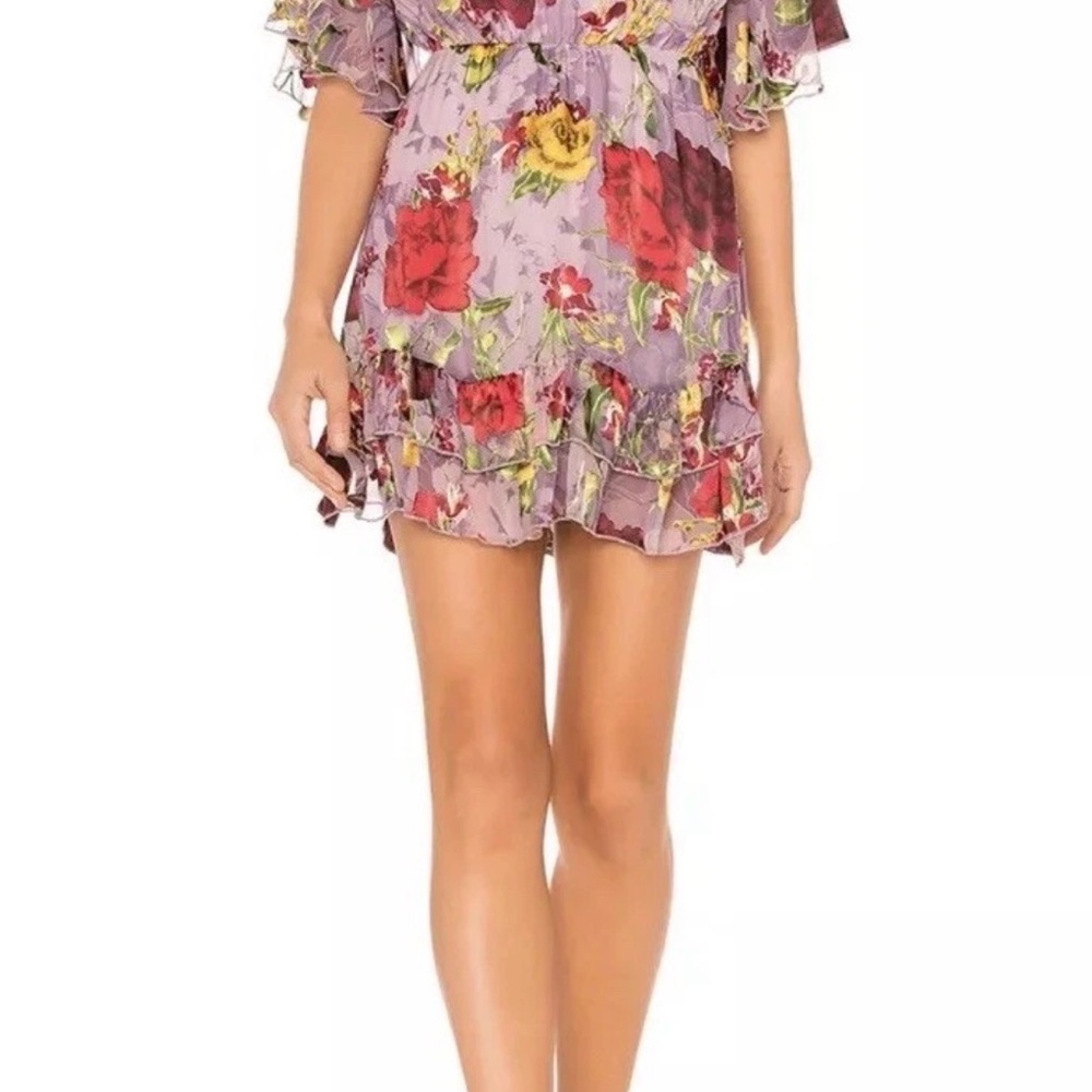 Alice + Olivia Lavender Floral Slip Dress with Red Bloom